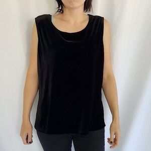 Black Velvet Sleeveless Top‎
